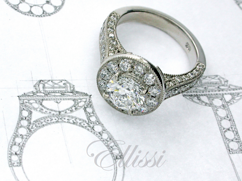 Antique Halo Cluster Diamond Ring Designing
