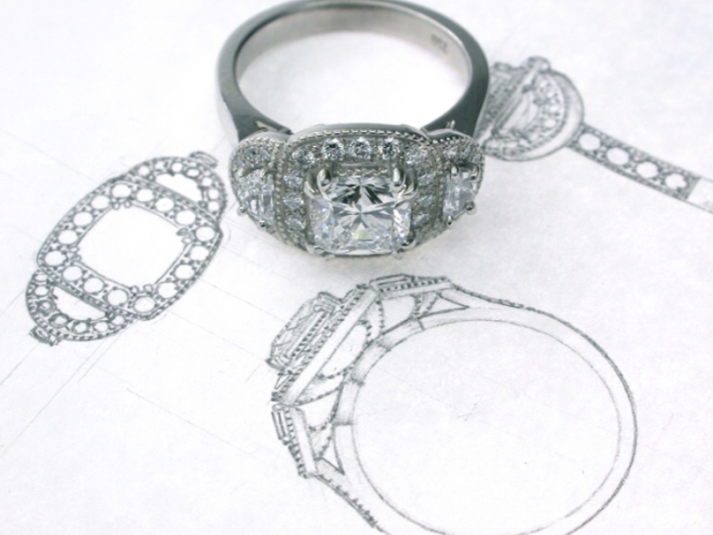 Cushion diamond triple halo ring designing