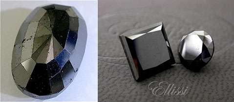 Black Diamonds in differing cuts Round Brilliant and Princess cut