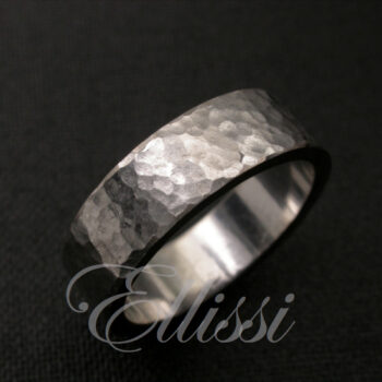 "Ripple" for men. Hammer finish wedding ring.