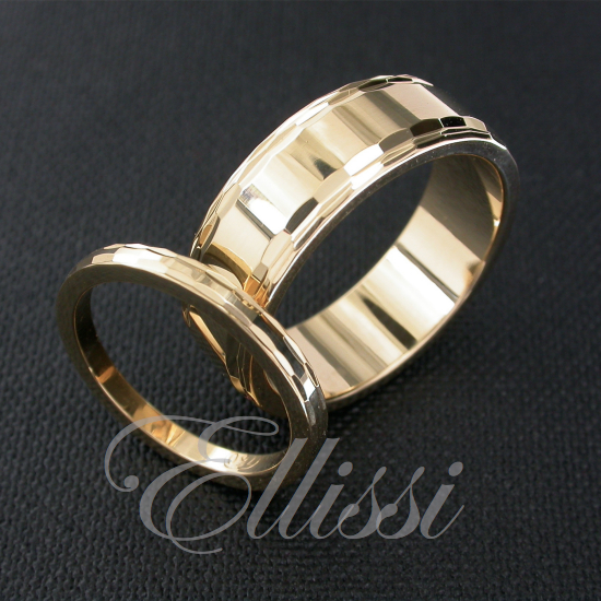 “Mellow yellow” matching wedding rings.