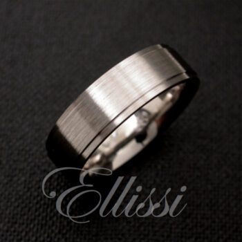 "Storm" brush finish male wedding band.