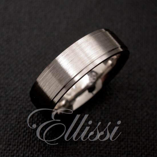 "Storm" brush finish male wedding band.