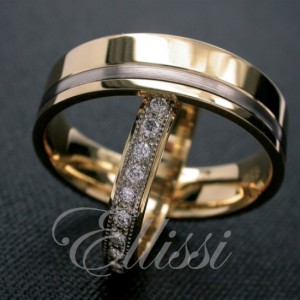 "Dovetail" 18ct. yellow and white gold wedding bands.