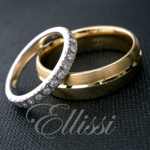"Constant" his and hers wedding bands.