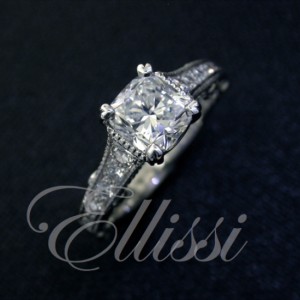 "Belle" Features a rare 1.21ct. "cushion brilliant" cut diamond