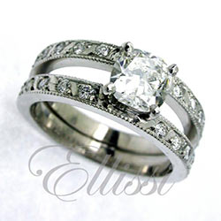 "Duo" Double banded diamond solitaire ring.