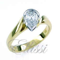 "Frances" semi bezel set Pear Cut diamond.