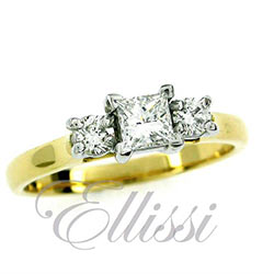 "Astrid" Princess and Round Brilliant Cut Diamonds