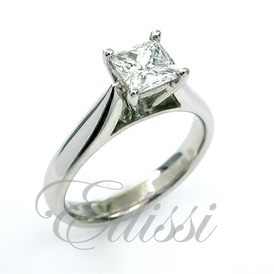 "Dionne" Princess cut solitaire diamond ring.