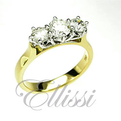 “Colleen” three stone round brilliant cut diamond ring.