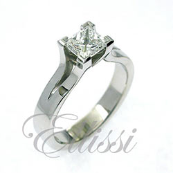 "Shaula" Princess cut solitaire in modern setting.