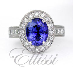 "Sarah" Oval Ceylon Sapphire cluster ring.