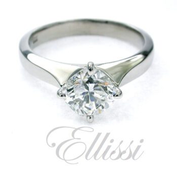 "Angela" Front view of this square cushion cut diamond.