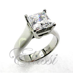 “Ursula” A stunning two carat princess cut diamond in platinum..