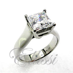 "Ursula" A stunning two carat princess cut diamond in platinum..