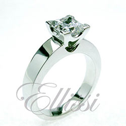 "Evita" Modern style Princess Cut solitaire.