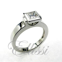 "Rapio" Solitaire princess cut with polished bezel