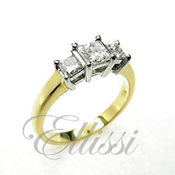 "Ercilia" 3 stone princess cut engagement ring, TDW 1.35 ct
