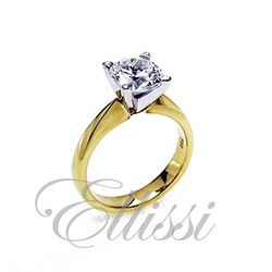 “Reseda” contrasting yellow and white gold solitaire