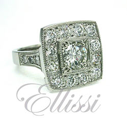 "Adela" Square Antique Style Ring