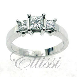 "Ulyssa" a three stone princess cut diamond ring