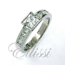 "Samara" Princess cut diamonds in a channel setting Detach