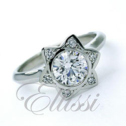 “Star” unique design round brilliant cut ring