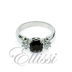 "Angelica" Cushion Cut Ruby Three Stone Ring