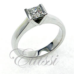 "Lucia" Princess cut diamond, modern setting.