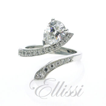 "Alba" Pear Brilliant Cut Diamond Set on a Curling Band