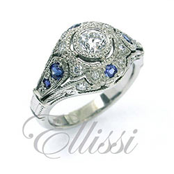 “Vintage” antique style diamond and sapphire ring.