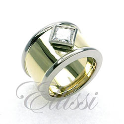 "Mirare" yellow and white gold dress ring.