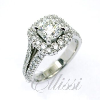 "Poise" Cushion Brilliant halo cluster.