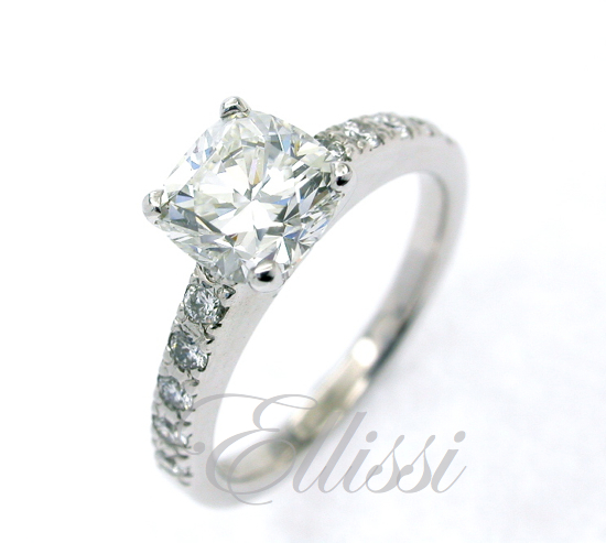 "Azha" sparkling Cushion Brilliant diamond ring.