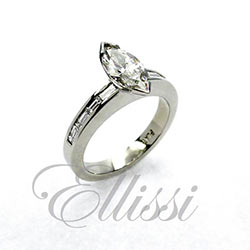 Marquise cut diamond ring with baguettes deals