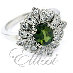 “Jessica” beautiful green sapphire antique style ring.