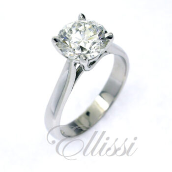 "Lustre" platinum Round Brilliant cut diamond solitaire.