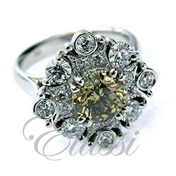 “Bliss” Champagne colour diamond cluster ring.