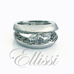 “Clamshell” unusual design Marquise diamond ring.
