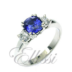 “Bleu” Gorgeous sapphire and diamond trilogy ring.