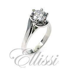 “Tiana” Six claw sweeping shoulder solitaire.