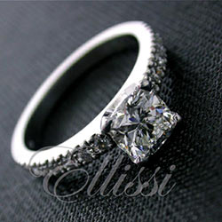 "Louisa" Cushion Brilliant cut diamond solitaire.