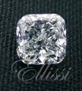 Cushion cut diamonds such as this square modified brilliant can be well cut or display the crushed ice effect