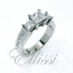 "Gabriela" Princess cut diamond trilogy ring.