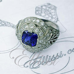 “Sylvie” Top colour ceylon sapphire antique style ring.