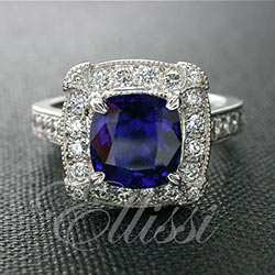 "Claire" cushion shaped Ceylon sapphire.