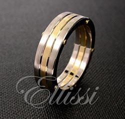 "Triune" Two tone wedding ring with three bands