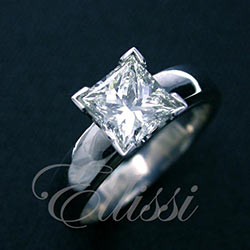 "Mirabella" Princess cut diamond solitaire.