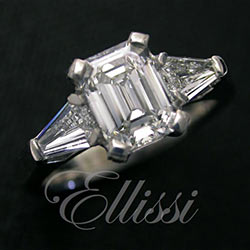 "Idetta" Emerald and tapered baguette diamond ring.